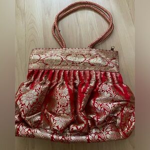 NWT Red silk Indian purse